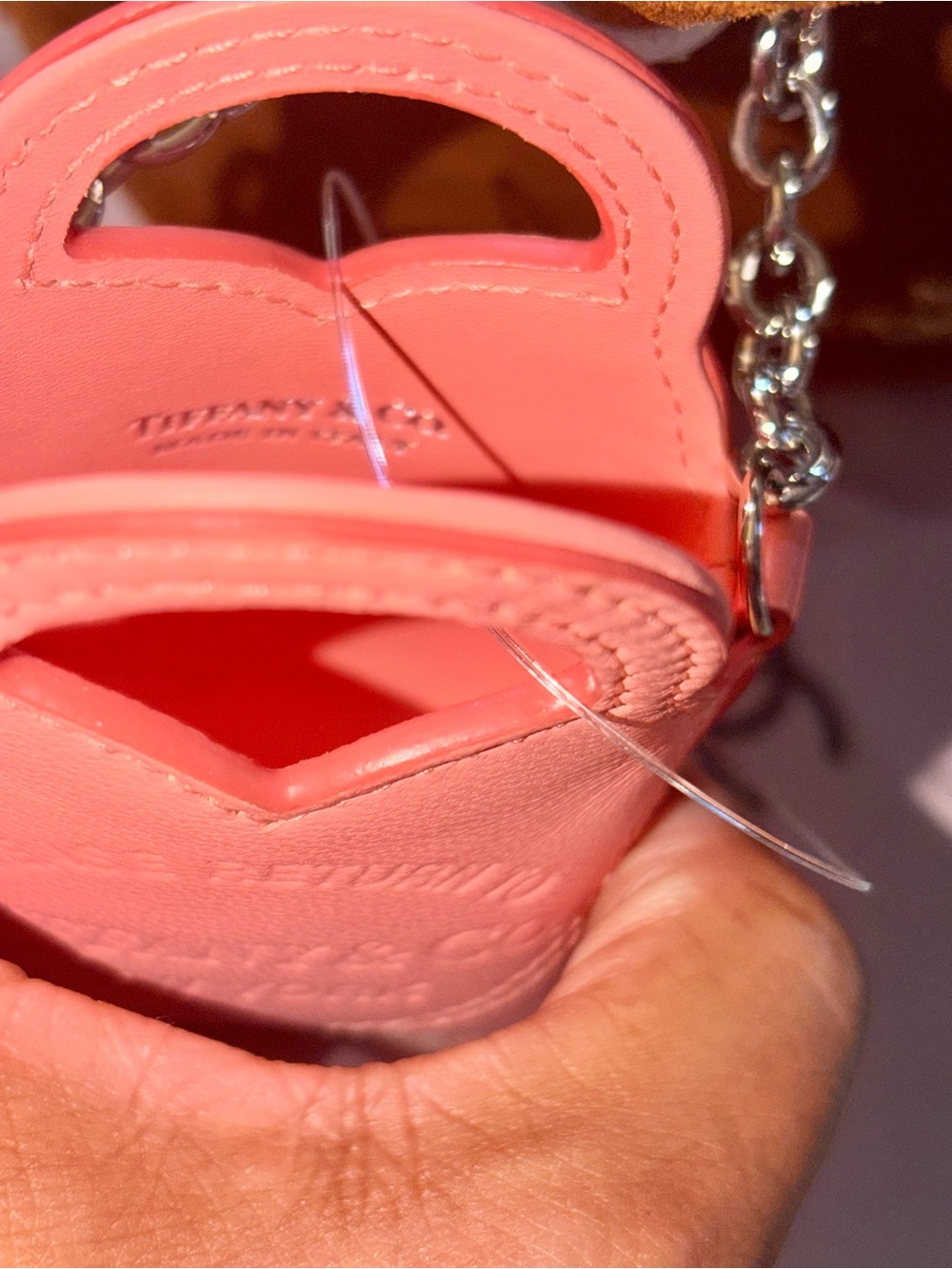 Coach Lara Mini Suede Satchel with Tiffany&Co Pink Leather Card Holder & Charm - Picture 5 of 10